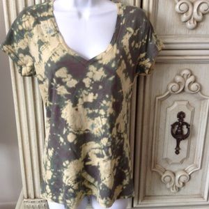 VIVA COTTON BLEACHED ART RECYCLED V NECK T SHIRT M